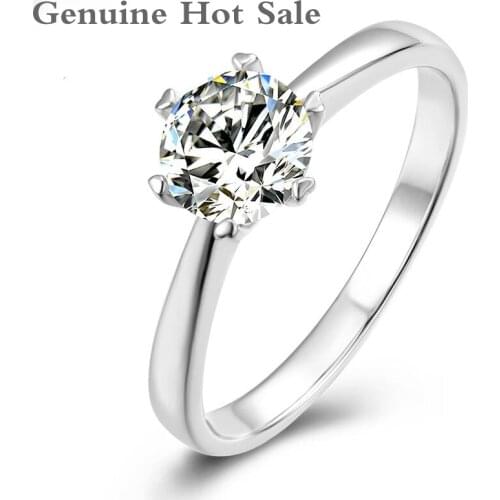 1ct 6.5mm Round Cut D VVS1 Moissanite 925 Silver Ring Diamond Test Passed Fashion Love Token Girlfriend Gift With Certificate