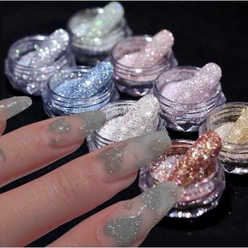 Nail Crystal Diamond Powder Rainbow Color Glitter Fragment Shining Pigment Crystal Holographic Micro Drill Nail Art Decoration