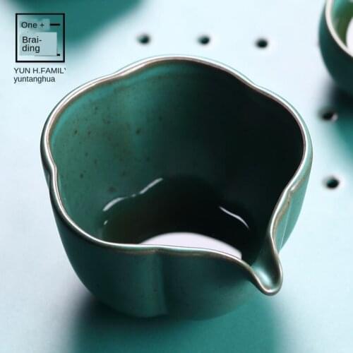 Japanese Style Stoneware Pitcher Ceramic Kung Fu Tea Set Tea Sea Tea Ware Public Cup Malachite Green Ru White Pitcher Mesh ToTea