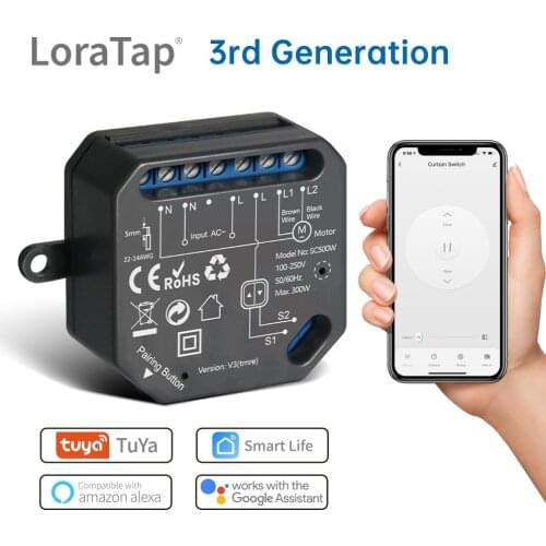 LoraTap Tuya Smart WiFi Curtain Switch Relay Module for Roller Shutter Window Blinds Google Home Alexa Voice Control New Version
