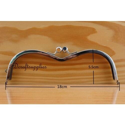 Metal purse frame glue on clasp clip Eyeglass nickel 7 inch X 2 1/4 inch B20