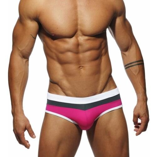 Mens Swimming Briefs Triangle Swimsuit Bikini Sexy Swimwear Trunks Short Beach Board Wear Pachwork Stripe Bathing Swimsuits Men