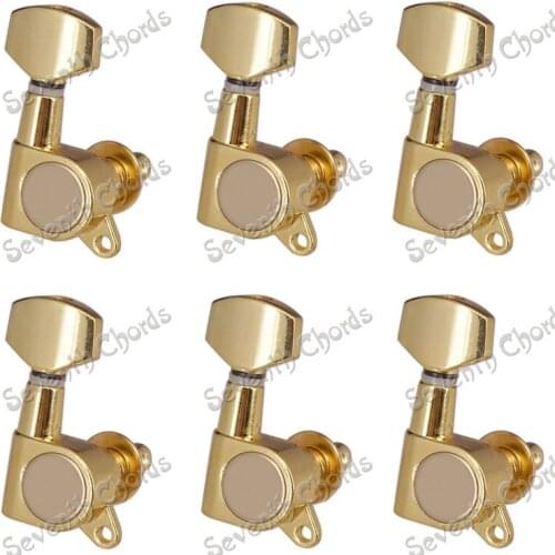 A Set 6 Pcs Gold Sealed-gear Guitar String Tuning Pegs keys Tuners Machine Heads For Guitar - Small Square Buttons