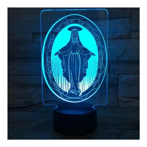 Pray Night Lights 3D Mary Christian 3D Led Bedside Lamp USB Powered Nightlight Sincere Gift Atmosphere Decoration for Gathering