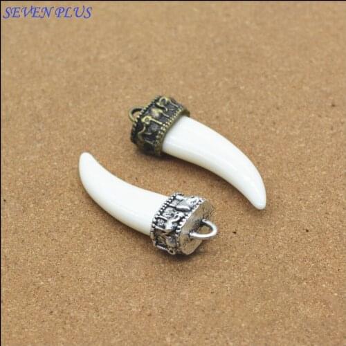 Newest Style 2 Pieces/Lot 46mm*15mm Diy Metal Jewelry Accessory Tibetan Silver Ivory Charm Pendant For Jewelry Making