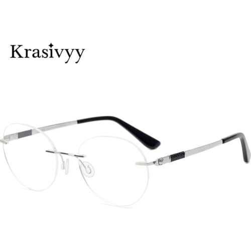 Krasivyy Vintage Round Rimless Glasses Frame Women B Titanium Myopia Optical Prescription Eyeglasses Men New Screwless Eyewear