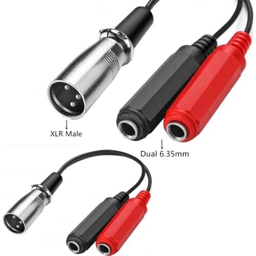 ERE XLR Male to Dual 6.35mm 1/4 Inch Female Jack Plug TRS Audio Y Cable Adapter Y Splitter Stereo Audio Interconnect Cable