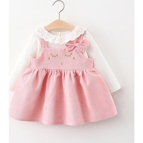 Baby Girl Dresses Sweet Autumn Toddler Lace Blouses Cartoon Pattern Dress 2pcs Outfits Cute Kids Girl Girl Princess Dress Outfit