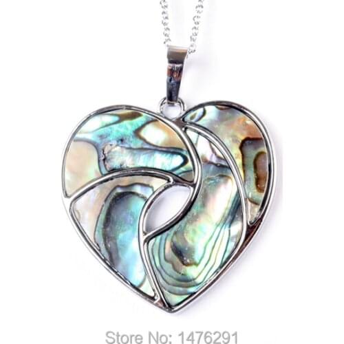 34x34MM Natural Jewelry Abalone Shell Heart Bead Pendant 1PCS