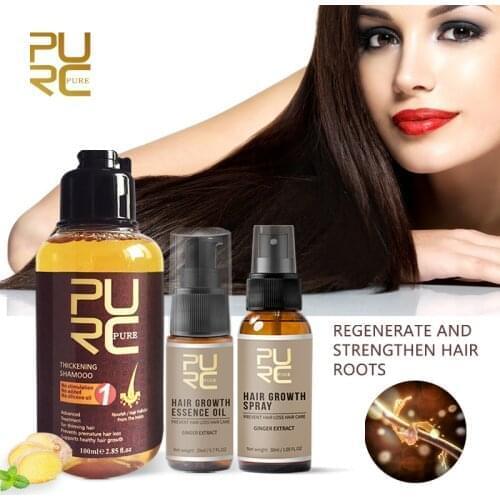 PURC Hair Growth Shampoo Ginger Growing Hair Oil Prevent Hair Loss Scalp Treatment Beauty Hair Care Products