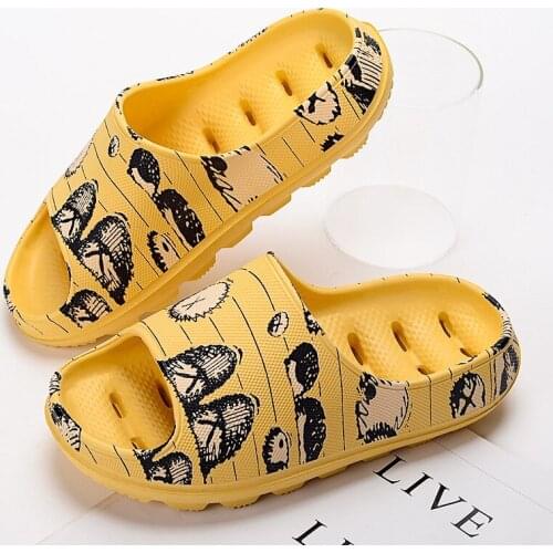 Summer Couple Graffiti Slippers Womens Fish Mouth Thick Slides Ladies Outdoor Beach Sandals Unisex Bathroom Slides Female Shoes