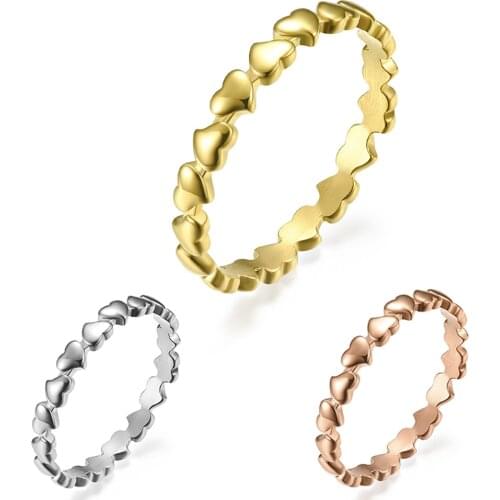Cute Love Heart-Shaped Ring for Women Girls Simple Stacking Stars Finger Ring Titanium Steel Jewelry Gift