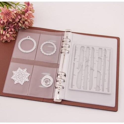 Scrapbooking Cutting Dies Organizer Stamps Collection Album Storage Book PU Leather Cover Plastic Inner Pages and Pockets