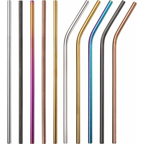5Pcs Yerba Mate Reusable Metal Straw with Clean Brush Cocktail 304 Stainless Steel Drinking Straws for Juice Bar Accessories