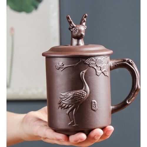 Yixing Zisha Tea Cup with Lid Office Cup Master Teacup Kungfu Teaset Ceramic Water Cups Drinking Tea Cup Male Cup