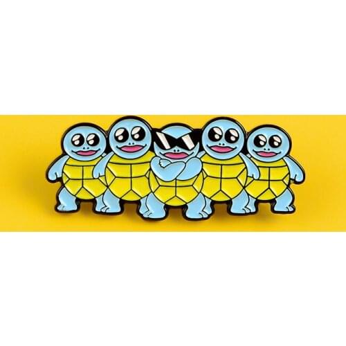 Fun standing shell animal five animal brothers sunglasses custom enamel jewelry brooch handsome mighty cute eyes shirt lapel pin