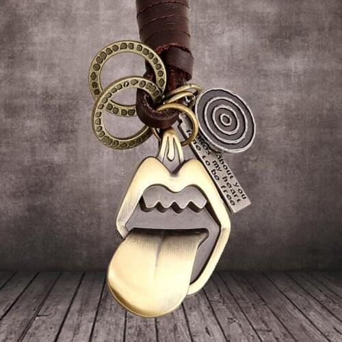 Punk Leather-Big-Tongue Keychain Pendant Metal Mouth Lips Tongues Key Chain Vintage Jewelry Birthday Gifts