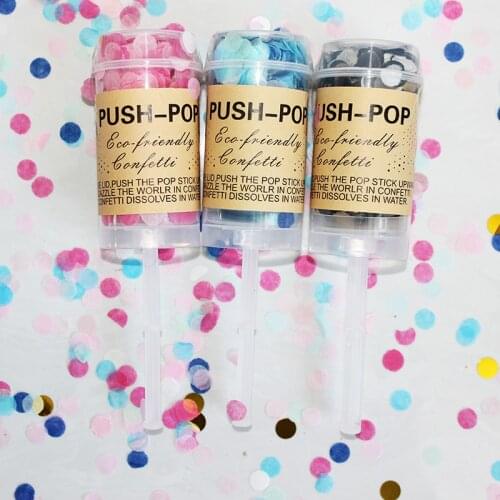 1 Set Push-Pop Confetti Blue Pink Poppers for Wedding Happy Birthday Flower Paper Mini Round Confetti Dots Party Decoration
