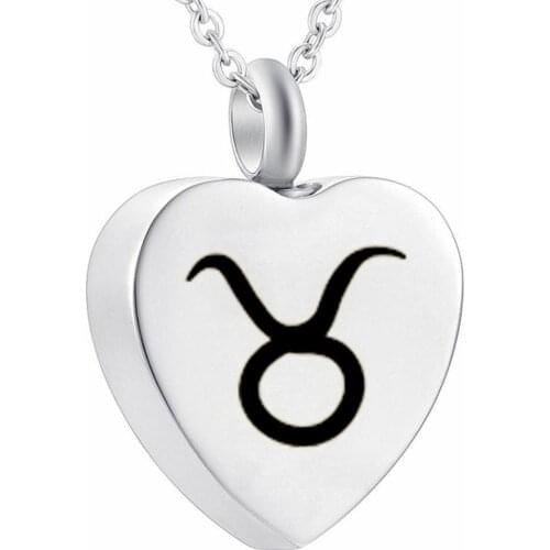 12 Constellation Cremation Heart Pendant Memorial Necklace Ashes Urn Keepsake Funeral Jewelry