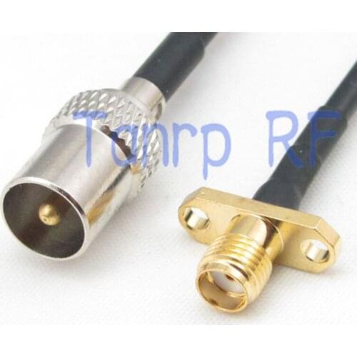 50CM Pigtail coaxial jumper RG174 extension cord cable 20in TV male plug to SMA female with 2 hole panel RF connector adapter