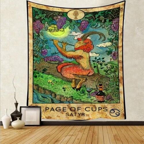 Cups satyr tarot tapestry wall fabric dorm background large blanket wall cloth tarot card carpet