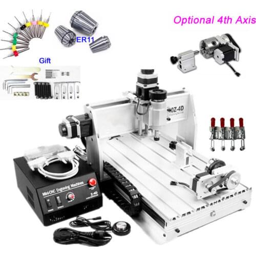 4 Axes 3D CNC Router Engraver 3040 Z-DQ PCB Milling Machine Ball Screw Auto-checking Tool CNC Clamps ER11 Collet 3.175mm Cutter