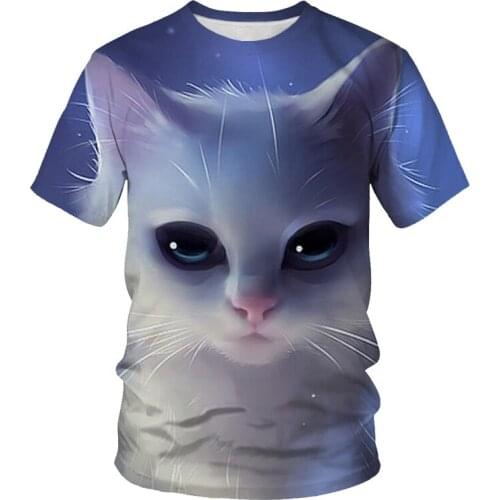 Harajuku Mens t-shirts 3D Cat Print Casual T shirt Summer Short Sleeve Round Neckman T-shirt Cheap Clothes Unisex Tops XXS-6XL