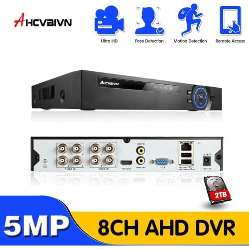 HCVAHDN 8CH AHD Video Recorder H.265+ 5MP 4MP 1080P 8 Channel 5 in 1 Hybrid DVR Wifi XVi TVi CVI IP NVR For Home CCTV Cameras