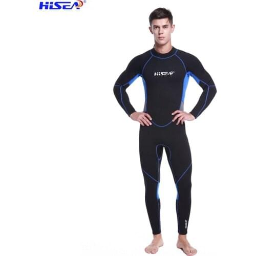 Hisea Men 3MM Neoprene Wetsuit One Pieces Elastic Flatlock Full Bodysuit Spearfishing Freediving Swimsuit Diving Suit Equipment