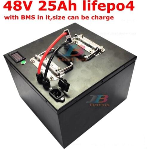 48v 25ah lifepo4 lithium battery with 50A BMS for 2500w 1500w motor bike scooter electric bicycle boat go cart + 5A charger