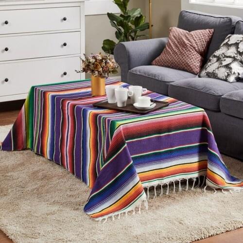 Mexico Style Table Cloth Table Flag Woven Tassel Blanket Restaurant Hotel Wedding Party Birthday Present Table Flag Blankets