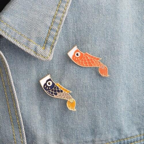 Lovely Cartoon Mascot of Japan Colour Carp KoiA Brooch representative of good luck Oil Dripping Cartoon Hairpin Pin