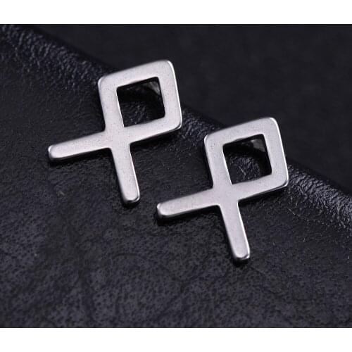 Trendy Geometrical Pattern Viking Rune Stud Earrings Personality Stainless Steel Minimalist Letter Earrings