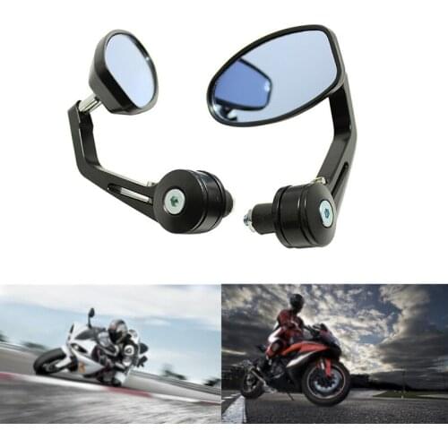 Motorcycle 7/8" Handle Bar End Rearview Mirrors Left&Right Oval Custom Classic Side ATV Quad Mirrors Chopper Bobber Cafe Racer