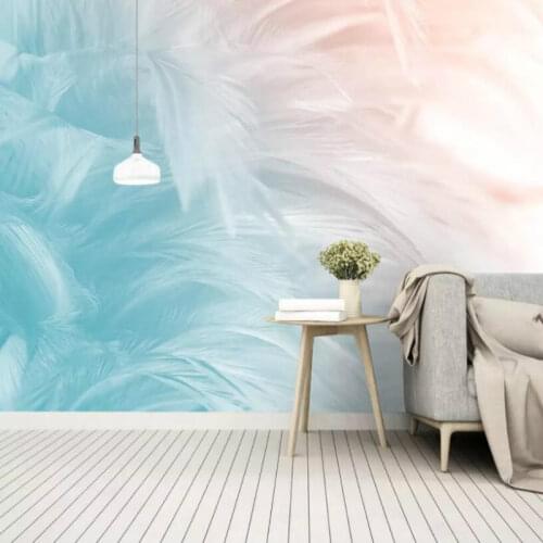 Cartoon background wallpaper 3d for Childrens room home improvement wallpaper Painting hand drawn feather texture art mural