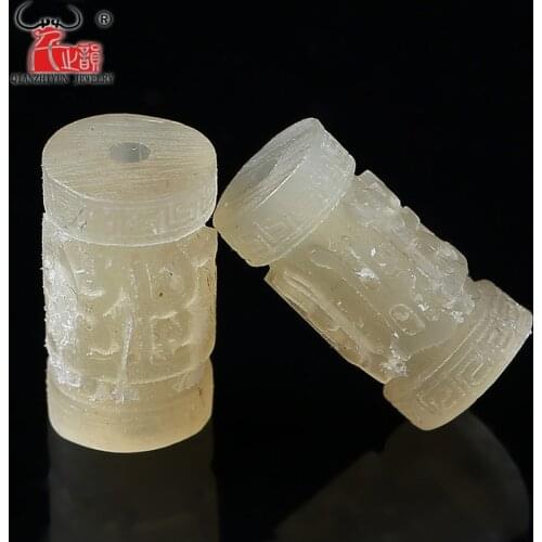 Natural horn bucket bead carving six words of genuine DIY buddhist beads accessories