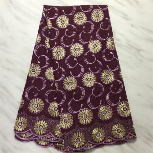 Nigerian Brick Red Cotton Lace Fabric African Swiss Voile Lace New Design for Party 5 yards