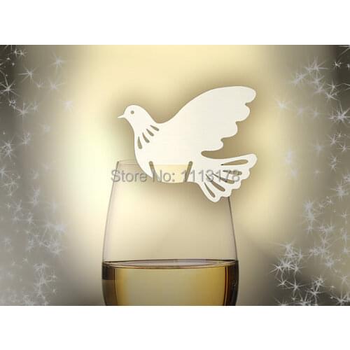 Bird Place Cards for Glasses Wedding, Christening Decorations, Holly Communion Dove, Not Laser Cut