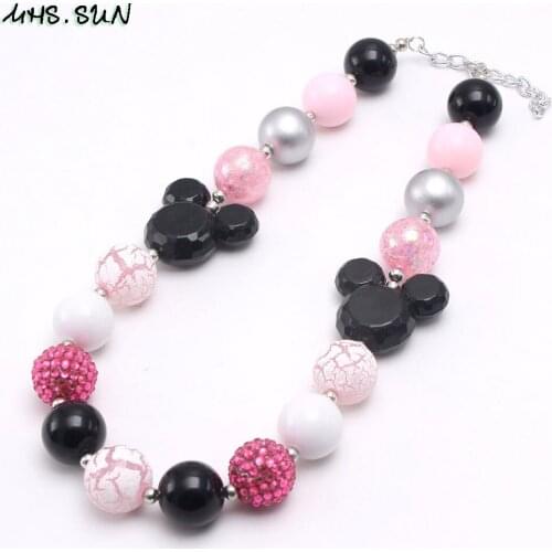 MHS.SUN Cute Girls Kids Chunky Beads Necklace With Cartoon Character Bubblegum Necklace Baby Child Handmade Jewelry 1pcs/lot