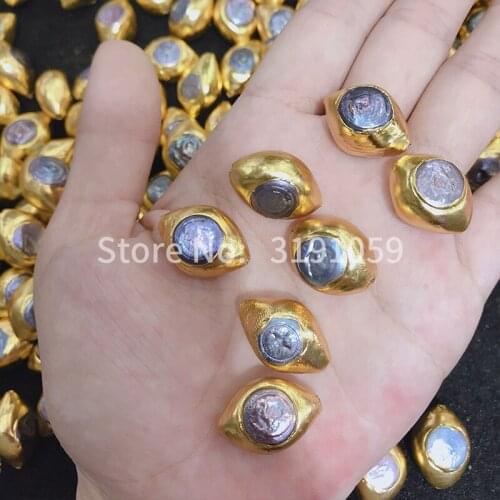 Simple fashion, natural Oval dumb gold Pearl jewelry