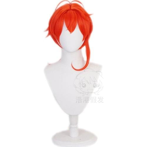 Diluc Wig Genshin Impact Cosplay Red Hair Long Curly Styled Heat Resistant for Adult 60cm Length Halloween Role Play