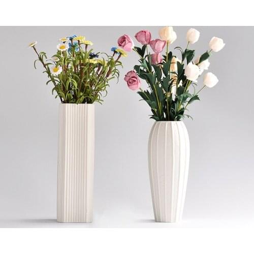 Nordic White Ceramic Flower Vase Desk Flower Pot Ornaments Crafts Home Office Decoration Wedding Gifts Household Art Flower Vase