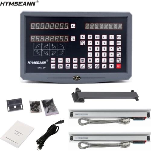 Complete Set 2 Axis DRO kit Milling Lathe Grider Digital Readout Display with 2PCS 5um Optical Ruler Linear Scale Encoder Line