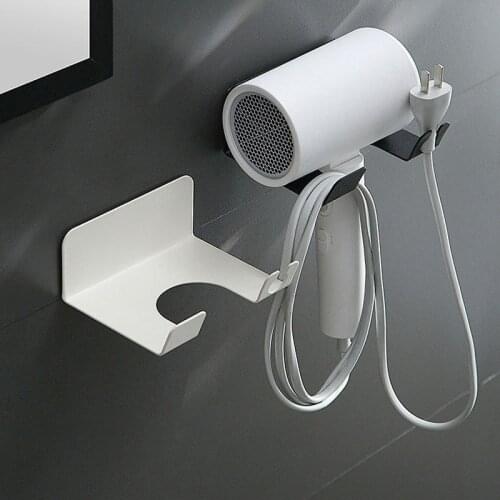 High Quality Wall-mounted Hair Dryer Holder Storage Organizer Bathroom Shelf Storage Wall Hanging Iron For Hairdryer Holder Rack