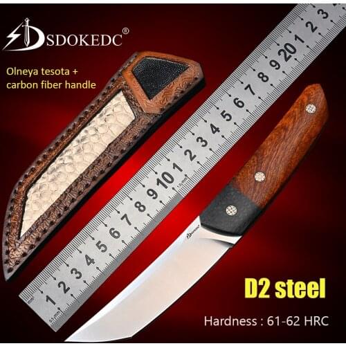 D2 steel knives hunting knife survival camping utility tactical fixed blade knife self defense weapons