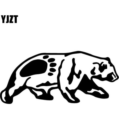 YJZT 17.1CM*7.7CM Brown Bear Cartoon Car Stickers Decoration Car Door Vinyl Decal Black/Silver C4-1356
