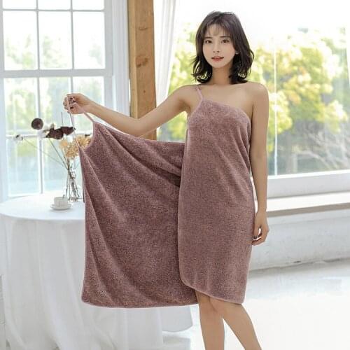 Woman Bathing Towels Wearable Microfiber Bath Robe Female Soft Shower Towel for Adults Home Textiles Absorbent Bathroom Towels