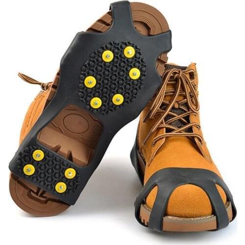1 Pair 10 Studs Anti-skid Ice Gripper Spike Winter Climbing Anti-slip Snow Spikes Grips Cleats Over Shoes Covers Crampon
