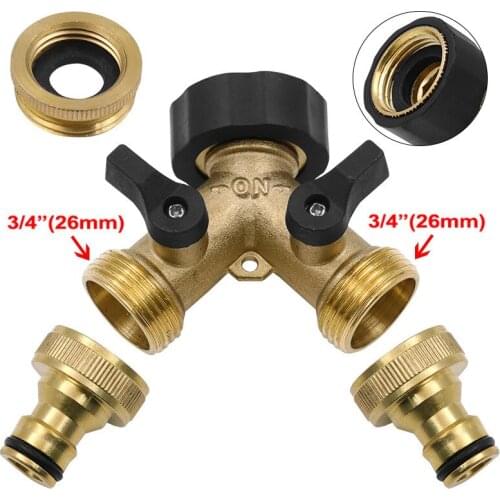 1PC 3/4" 2-Way Brass Plastic Garden Hose Splitter Y-Type Watering Connector Distributor For Outdoor Tap and Faucet