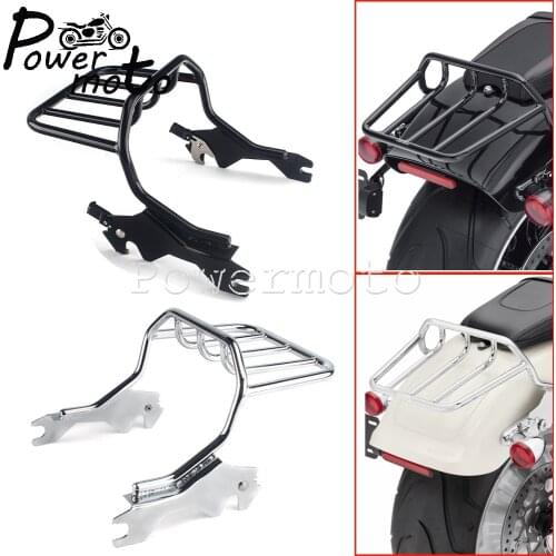 1x Steel Two-up Quick Detachable Holdfast Rear Shelf Luggage Rack Bracket For Harley Softail Fat Bob 114 FXFB FXFBS 2018-2020
